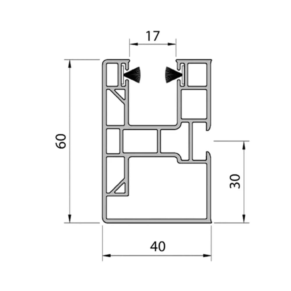 Aluprof Rolladen Aluprof PVC Maxi Führungsschiene PP60/17