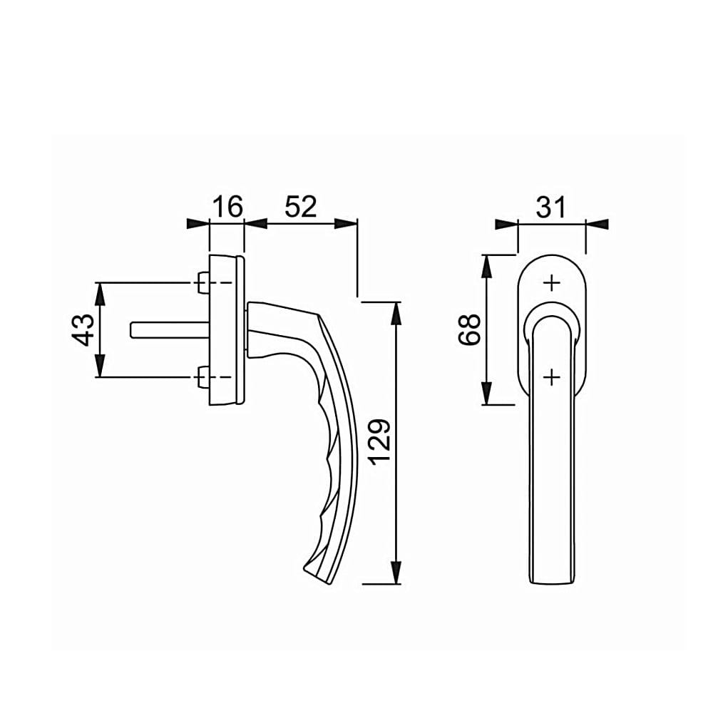 Hoppe Fenster Hoppe DK-Fenstergriff Luxembourg Secustik® 32-42 mm Verkehrsweiß