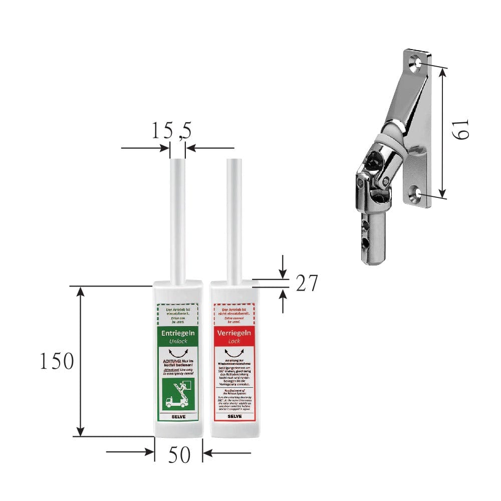 Selve Rolladen Selve Bedienset SP Rescue mit Gelenklager 90° 278635