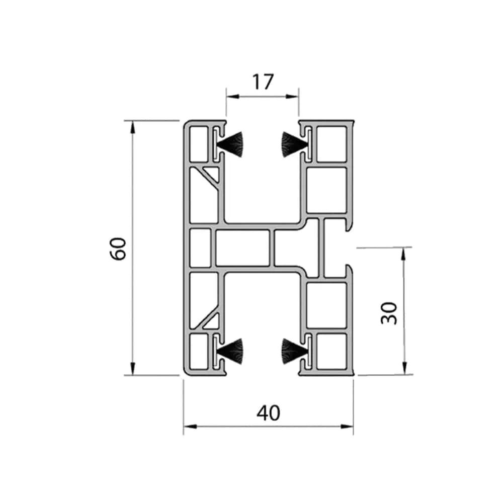 Aluprof Rolladen Aluprof PVC Maxi Führungsschiene PPD-P60/17
