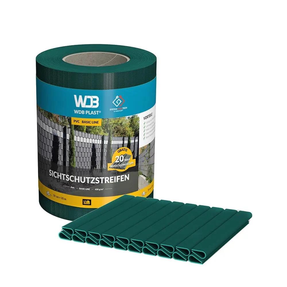 WDB Plast Garten Grün RAL6005 WDB Plast Sichtschutzband PVC Basic Line 190mm