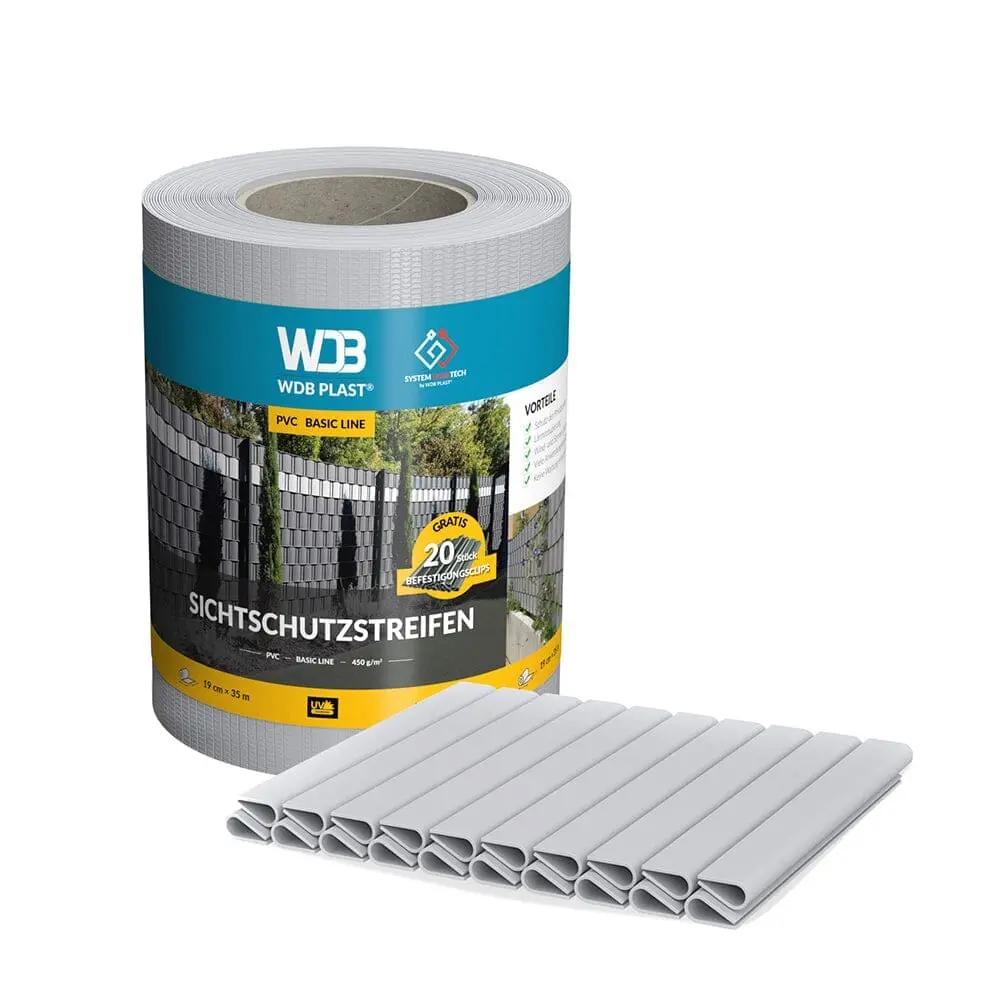 WDB Plast Garten Weiss RAL9003 WDB Plast Sichtschutzband PVC Basic Line 190mm